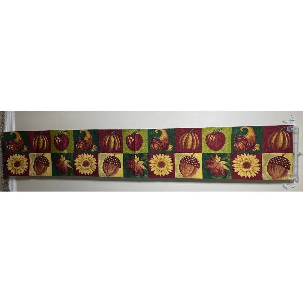 Long Table Runner Thanksgiving Pumpkin Sunflower Tapestry 72